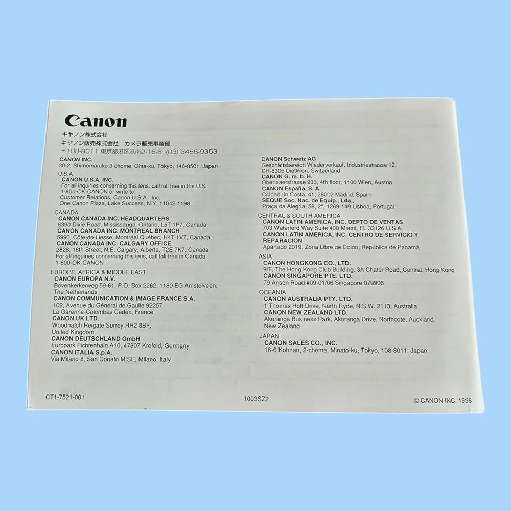 Set of 4 Canon EF Lens Instruction Manuals User Guides EF24-70, EF100, EF100-400